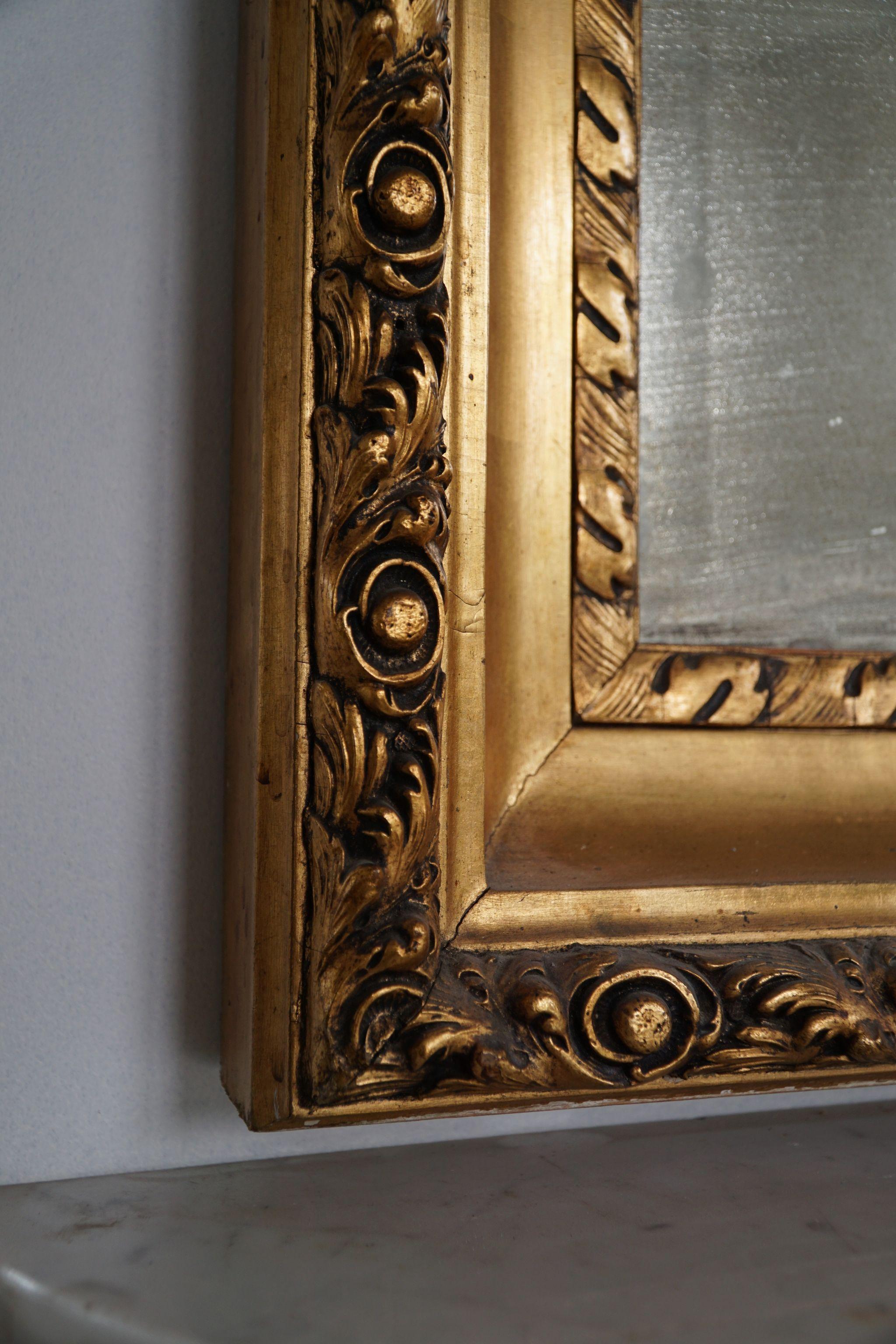 Antique Danish Mid-19th Century Rococo Gold Plated Mirror For Sale 11