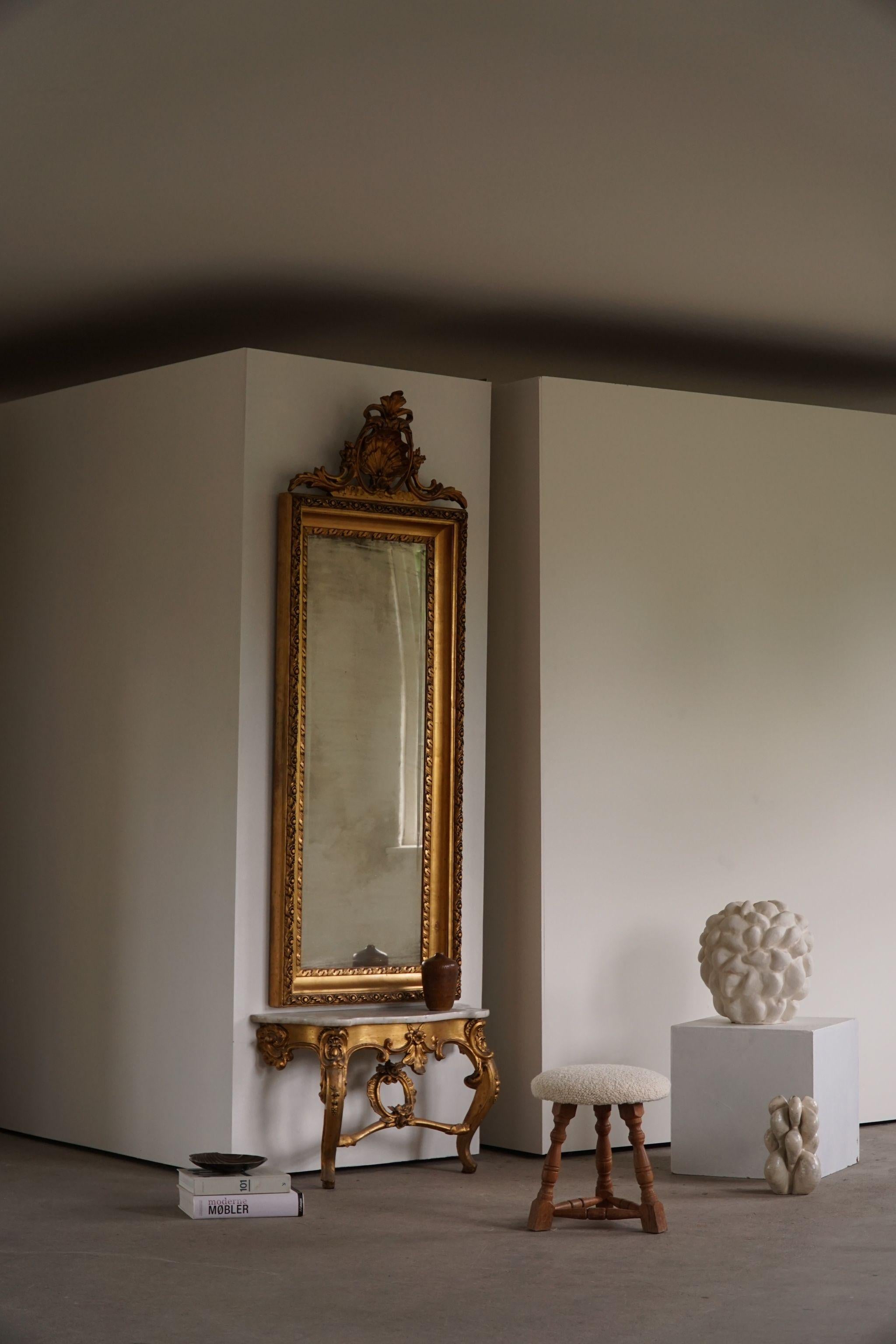 Antique Danish Mid-19th Century Rococo Gold Plated Mirror For Sale 12