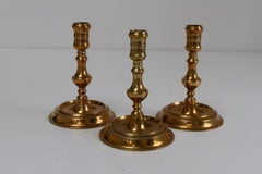 Antique Danish "Næstved" Brass Candlesticks Circa 1780. Set of 3.