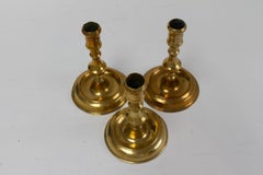 Antique Danish "Næstved" Brass Candlesticks Circa 1780. Set of 3.