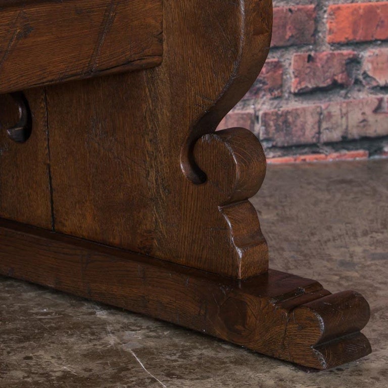 Antique Danish Oak Trestle Harvest Table at 1stDibs