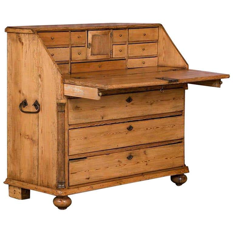 Antique Danish Pine Breakfront Bureau / Desk, circa 1840 at 1stDibs ...