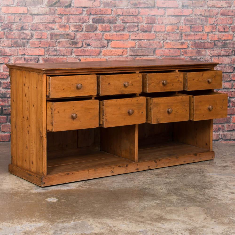 Antique Danish Pine Grocer's Counter with Multiple Drawers In Good Condition In Round Top, TX