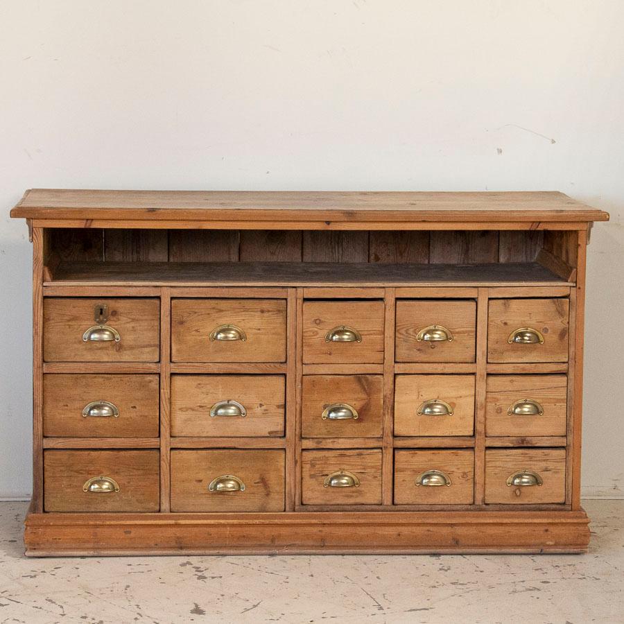 Antique Danish Pine Grocer's Desk Free Standing Island In Good Condition In Round Top, TX