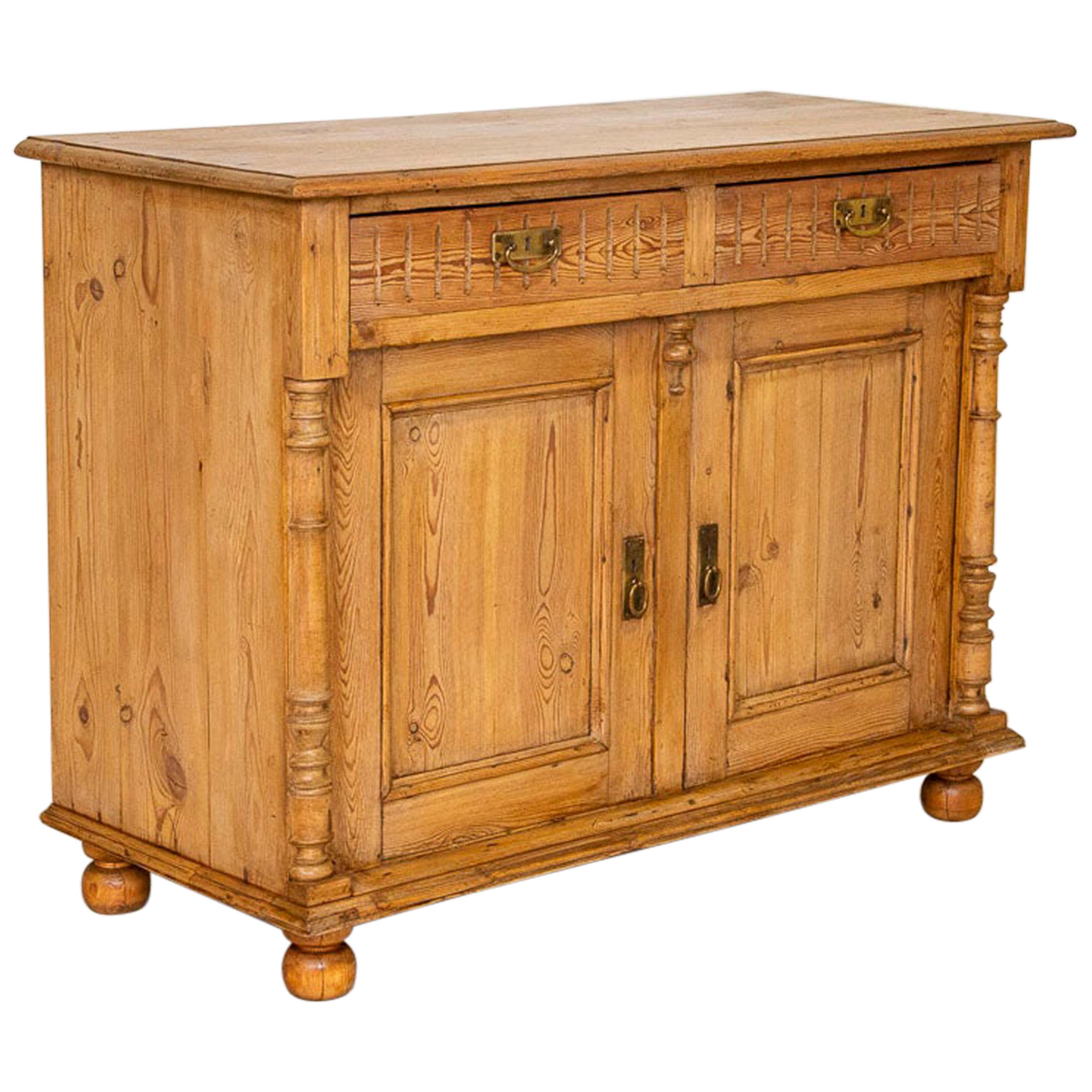 Antique Danish Pine Sideboard Cabinet