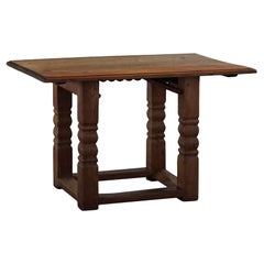Antique Danish Rectangular Brutalist Desk in Solid Oak, Made in Early 1900s