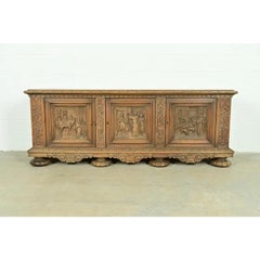 Antique Danish Renaissance Revival Oak Sideboard or Bar Cabinet, Circa 1890s