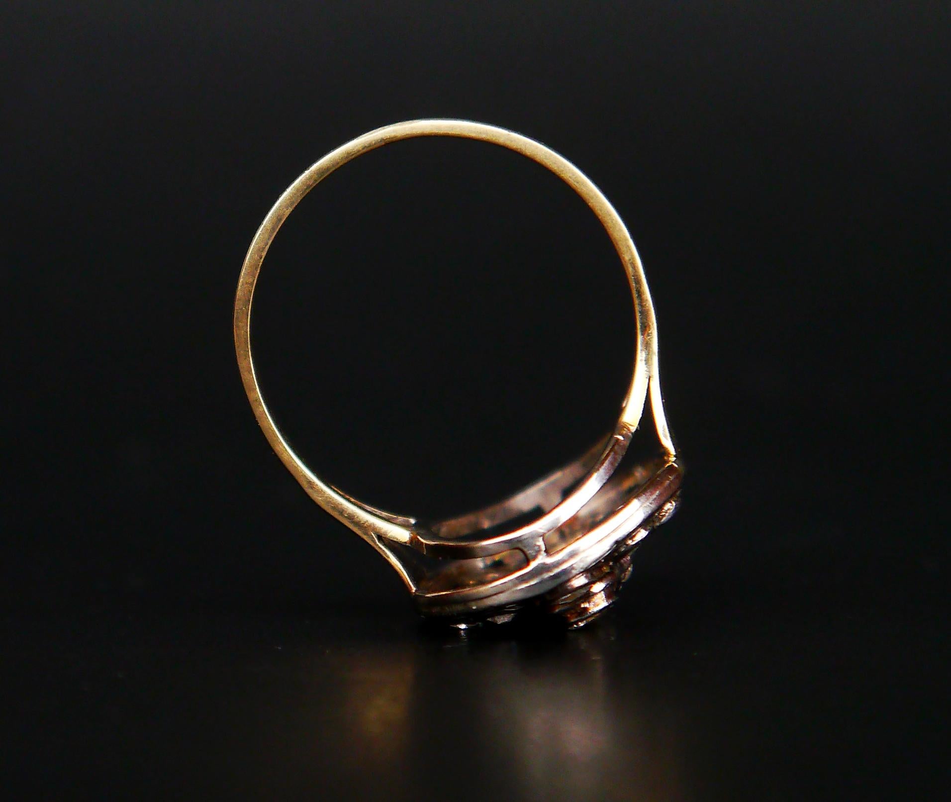 Antique Danish Ring 1ctw. Diamonds 14K Green/White Gold ØUS8 For Sale 1
