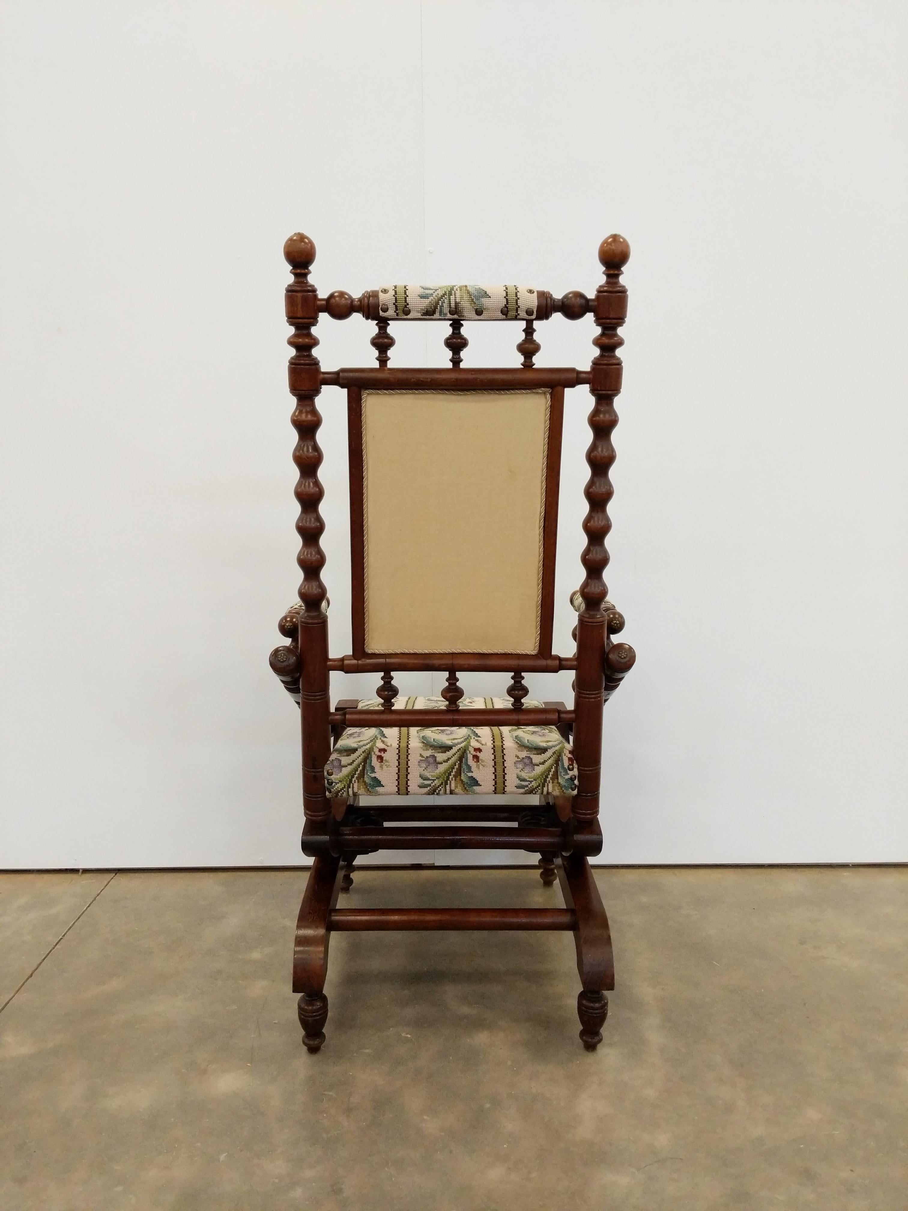 Victorian Antique Danish Rocking Chair with Foot Stool For Sale