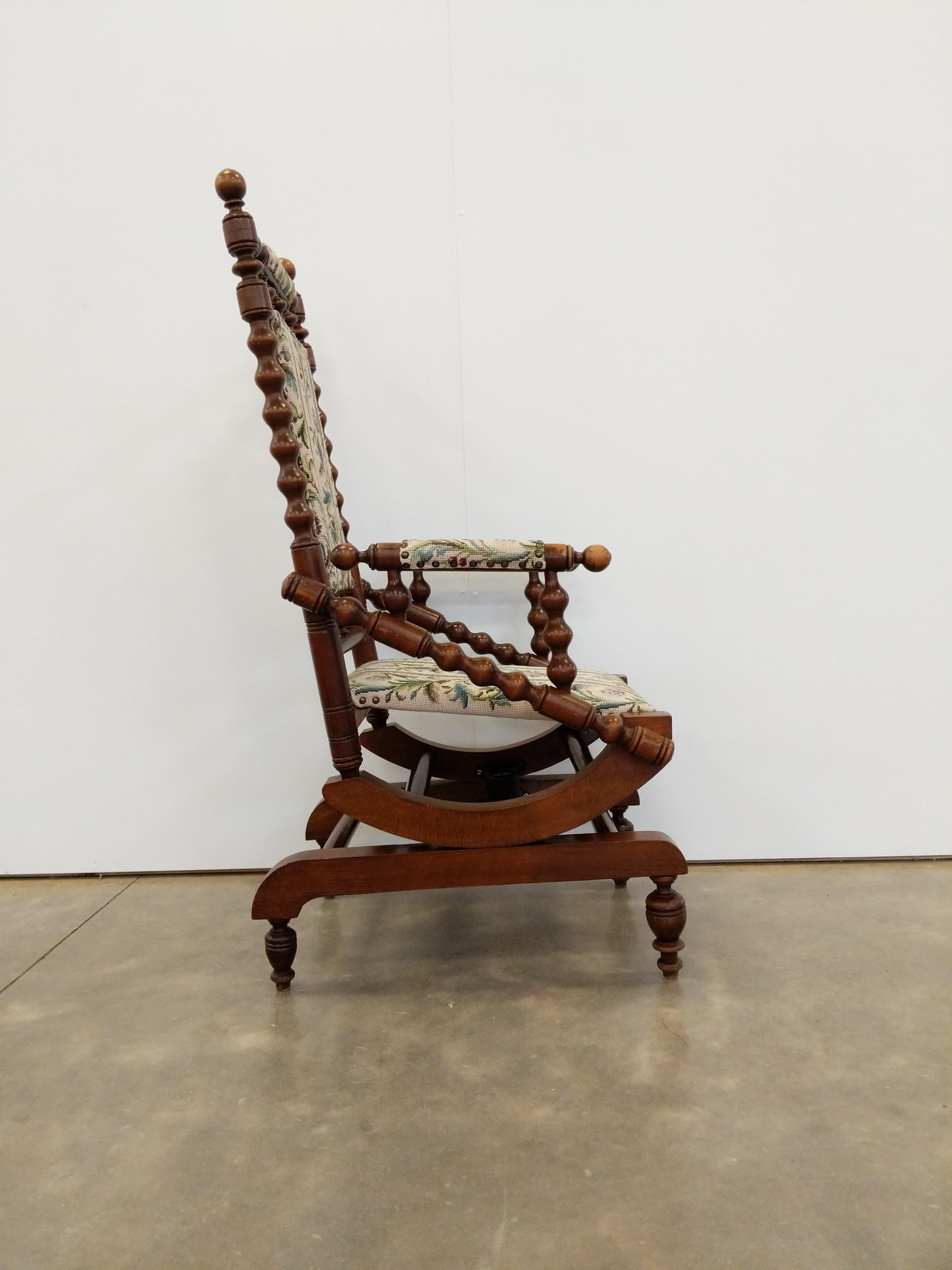 Antique Danish Rocking Chair with Foot Stool In Good Condition For Sale In Gardiner, NY