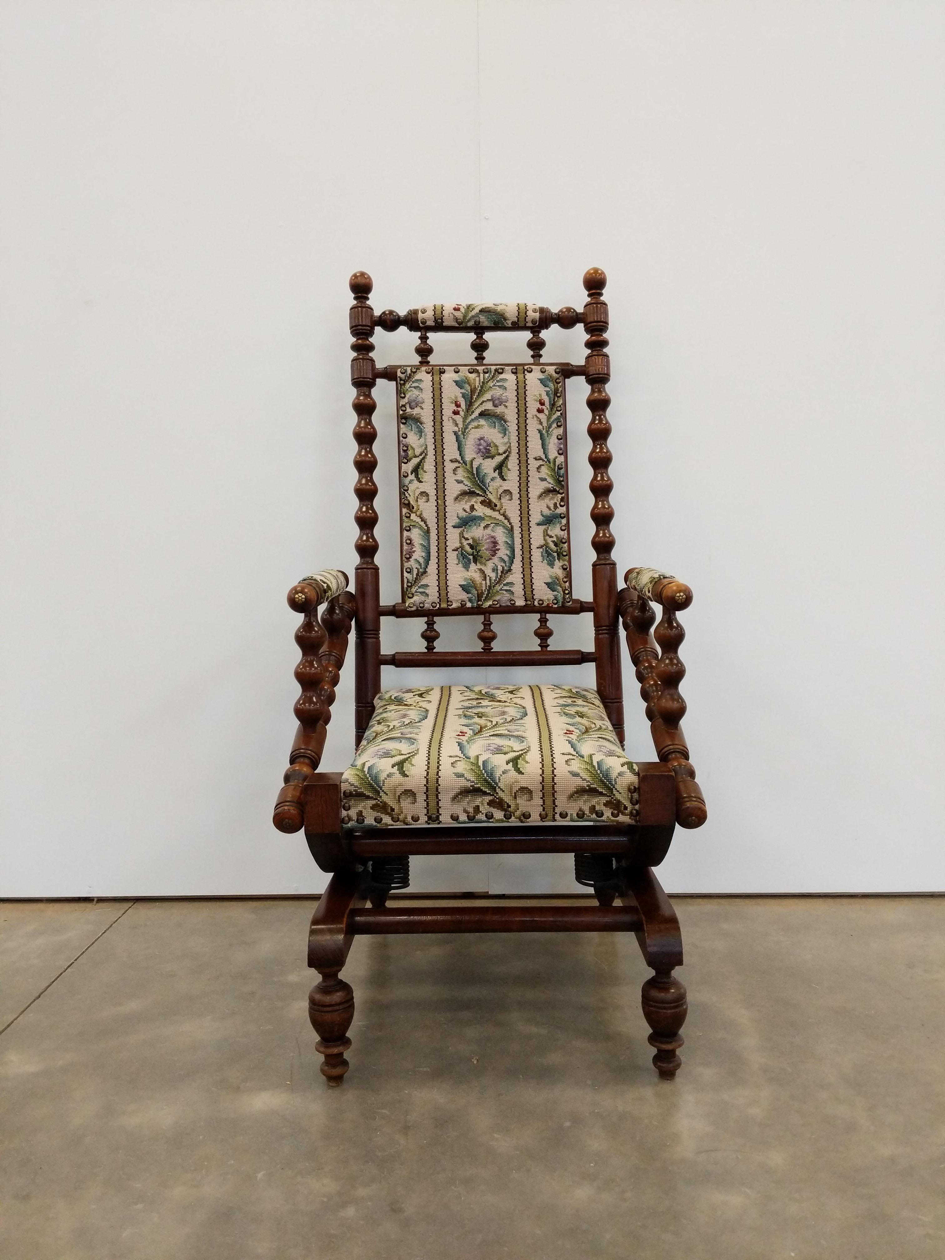 20th Century Antique Danish Rocking Chair with Foot Stool For Sale