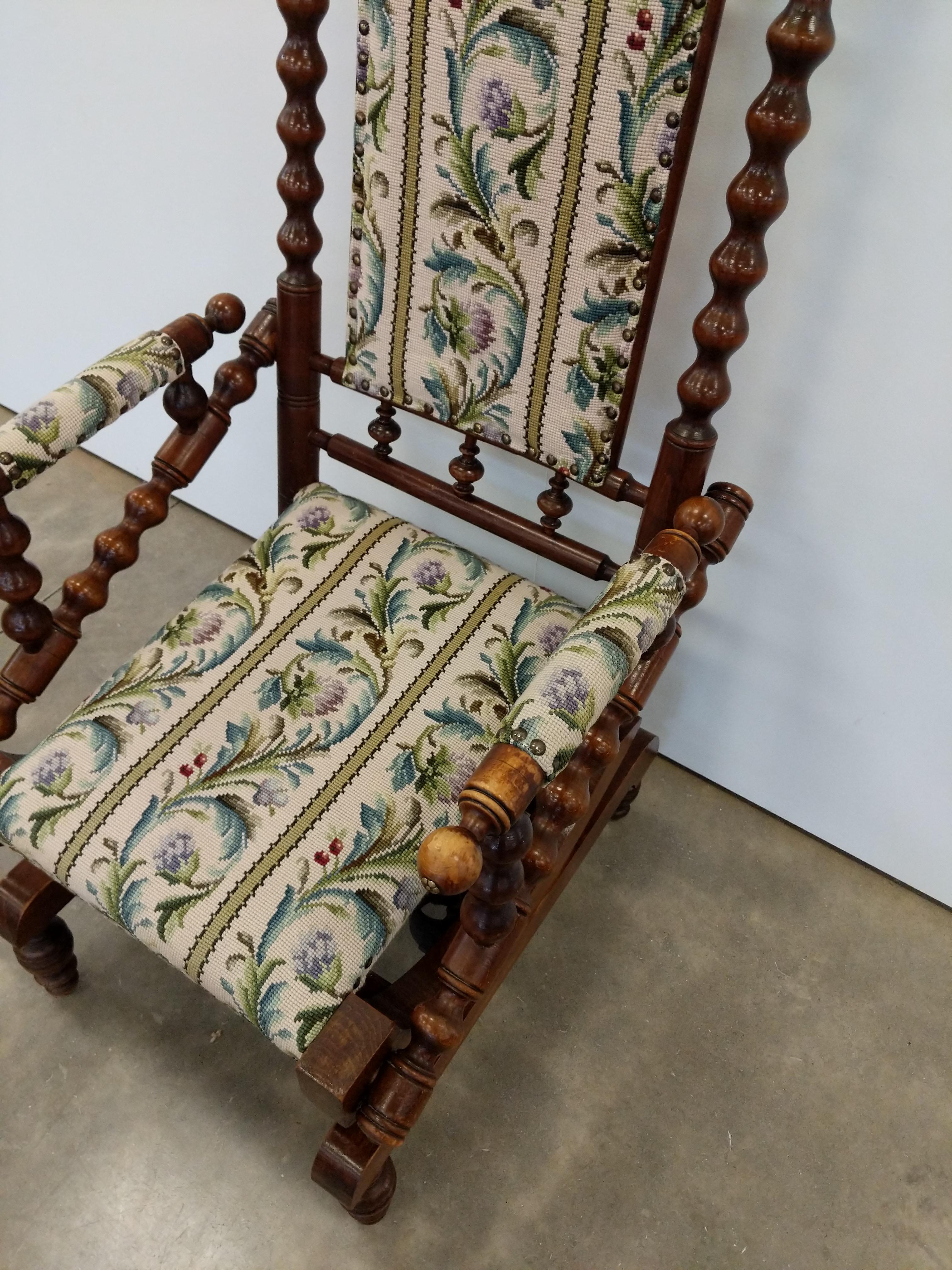 Antique Danish Rocking Chair with Foot Stool For Sale 1