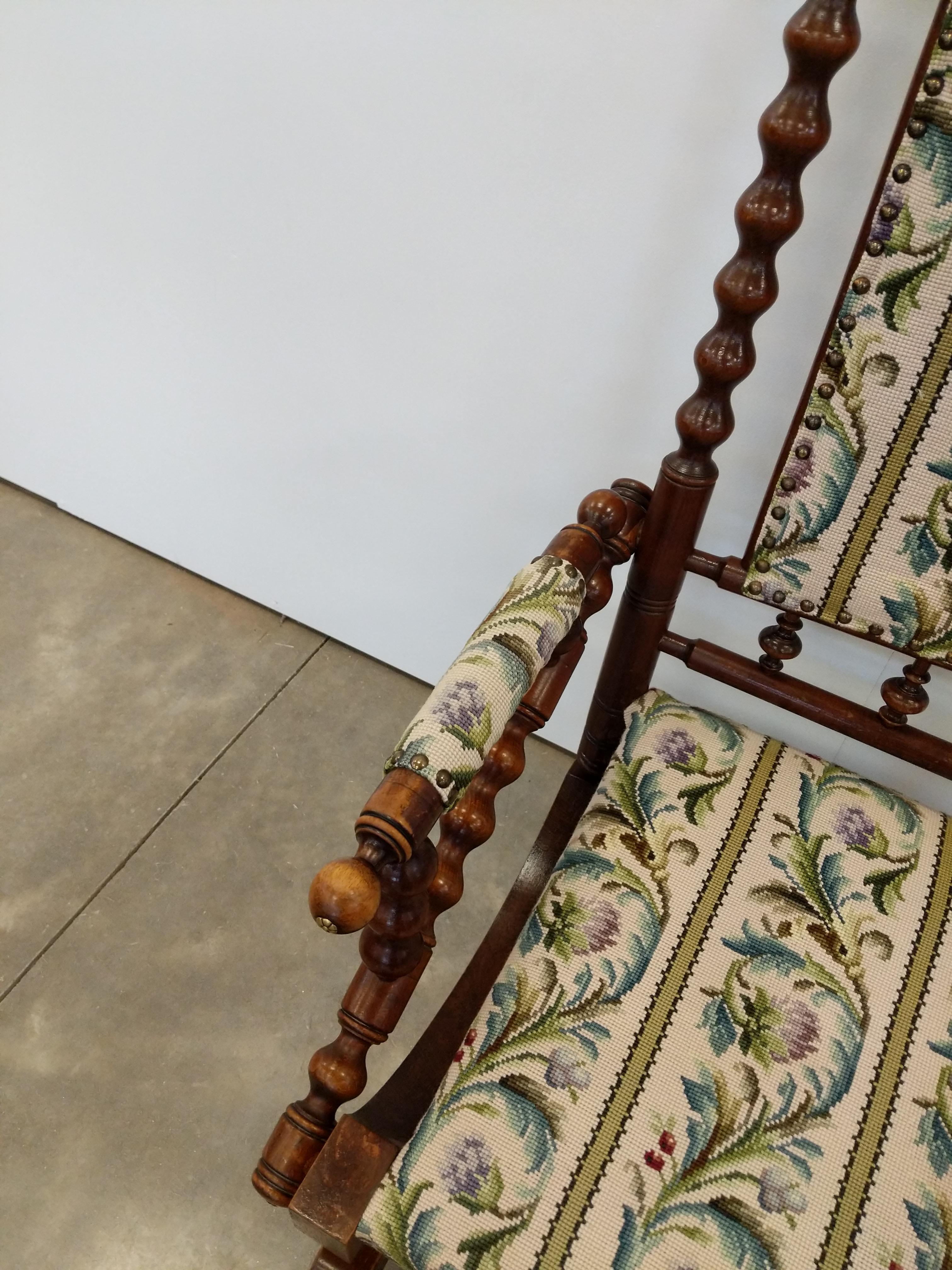 Antique Danish Rocking Chair with Foot Stool For Sale 2
