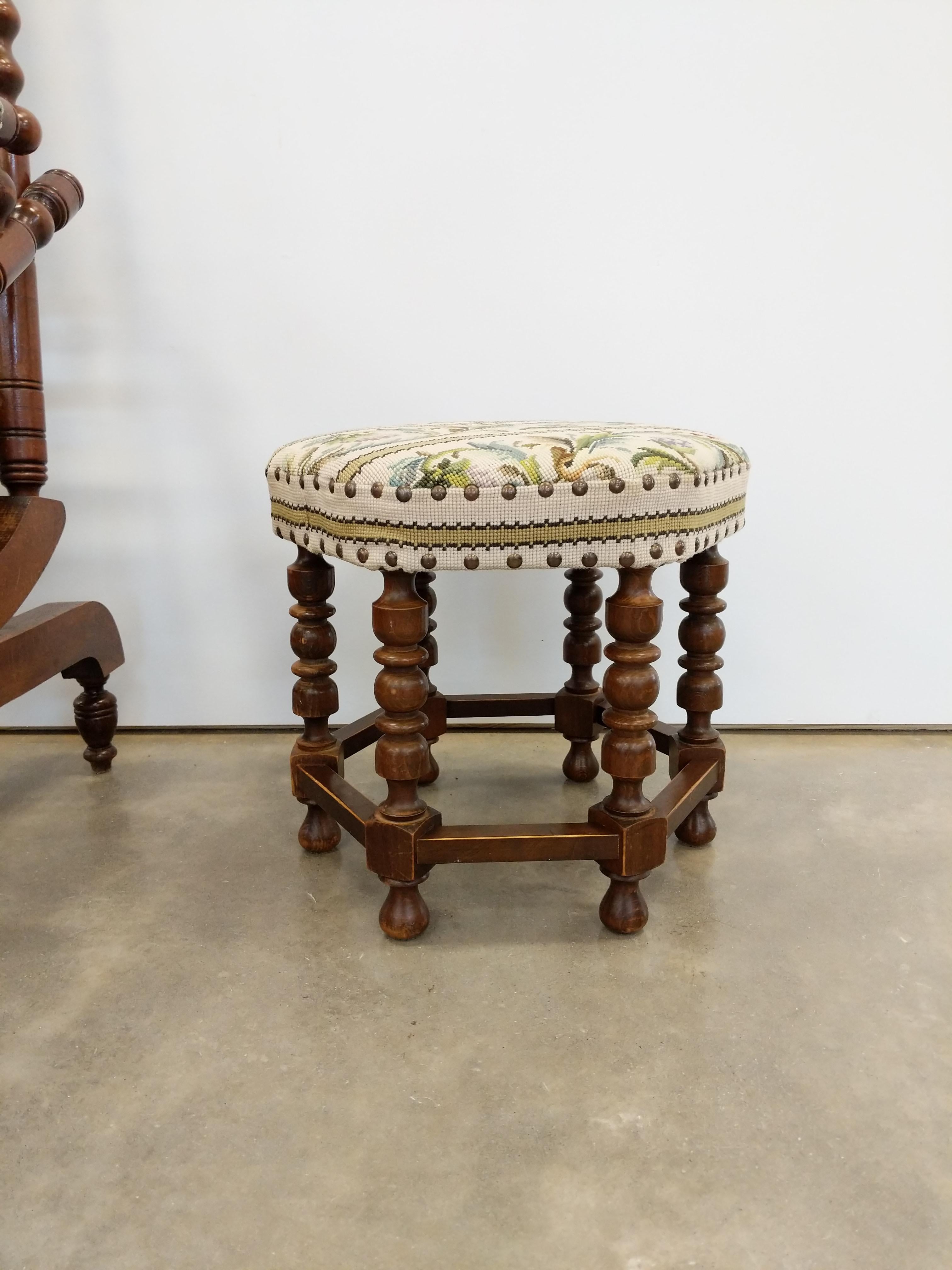 Antique Danish Rocking Chair with Foot Stool For Sale 3