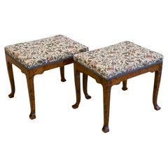 Antique Danish Rococo Style Stools in Birch, 1870s. Set of 2.