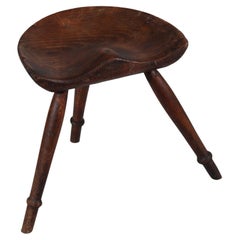 Antique Danish Sculptural Wooden Milk Stool 3-Legged, Mogens Lassen Style 1920s