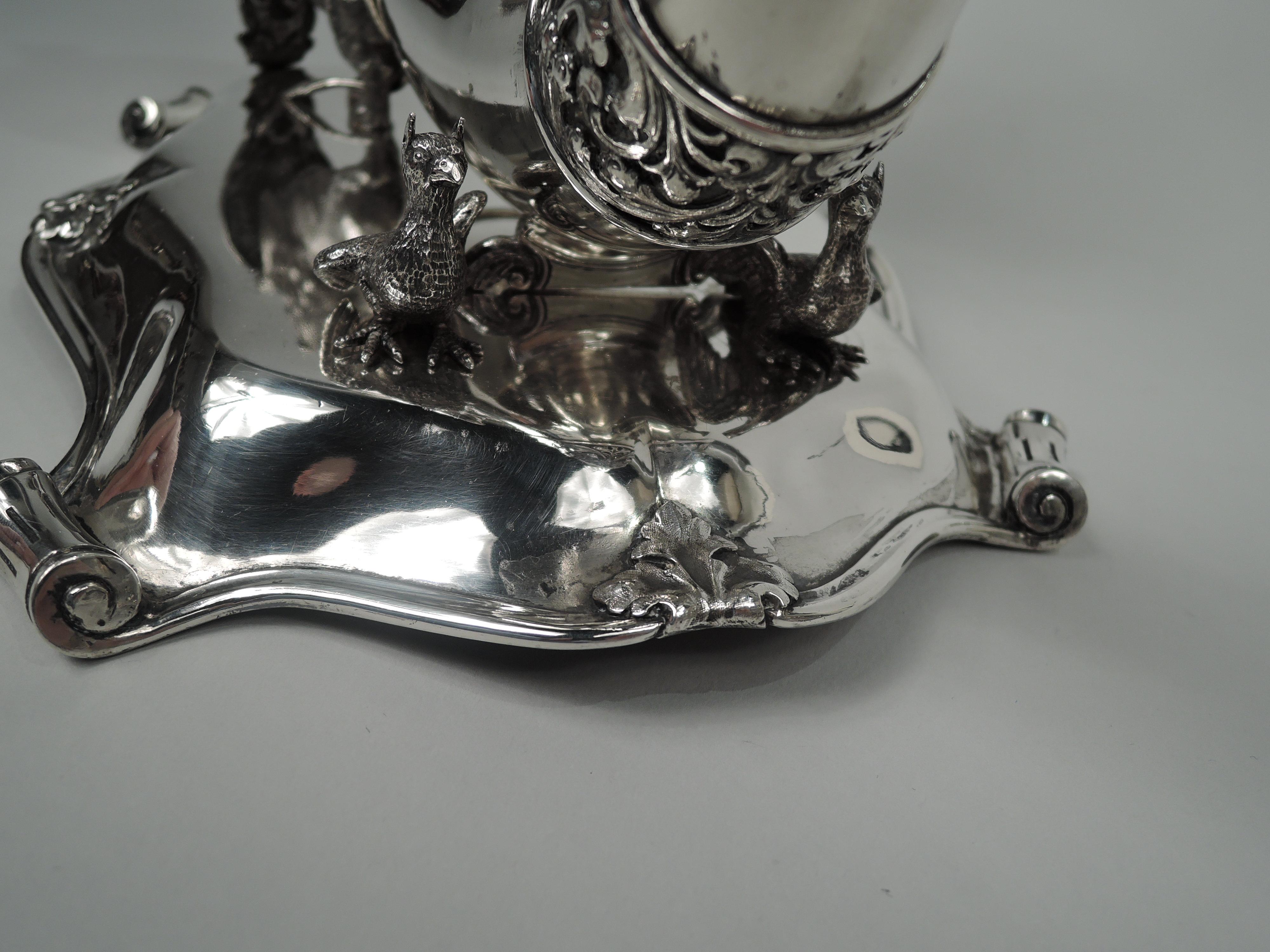 Antique Danish Silver Biedermeier Gothic Troubadour Horn on Stand, 1855 For Sale 6
