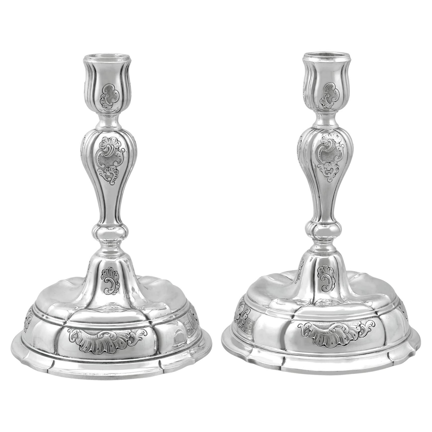 Antique Danish Silver Candlesticks by Jensen For Sale at 1stDibs
