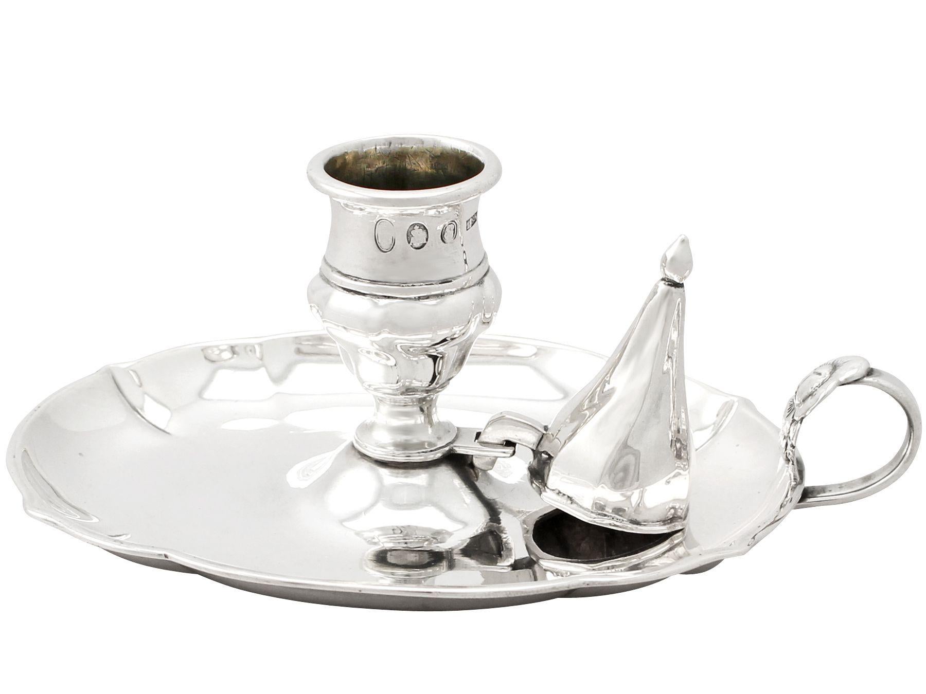 Antique Danish Silver Chamber Candlestick In Excellent Condition For Sale In Jesmond, Newcastle Upon Tyne