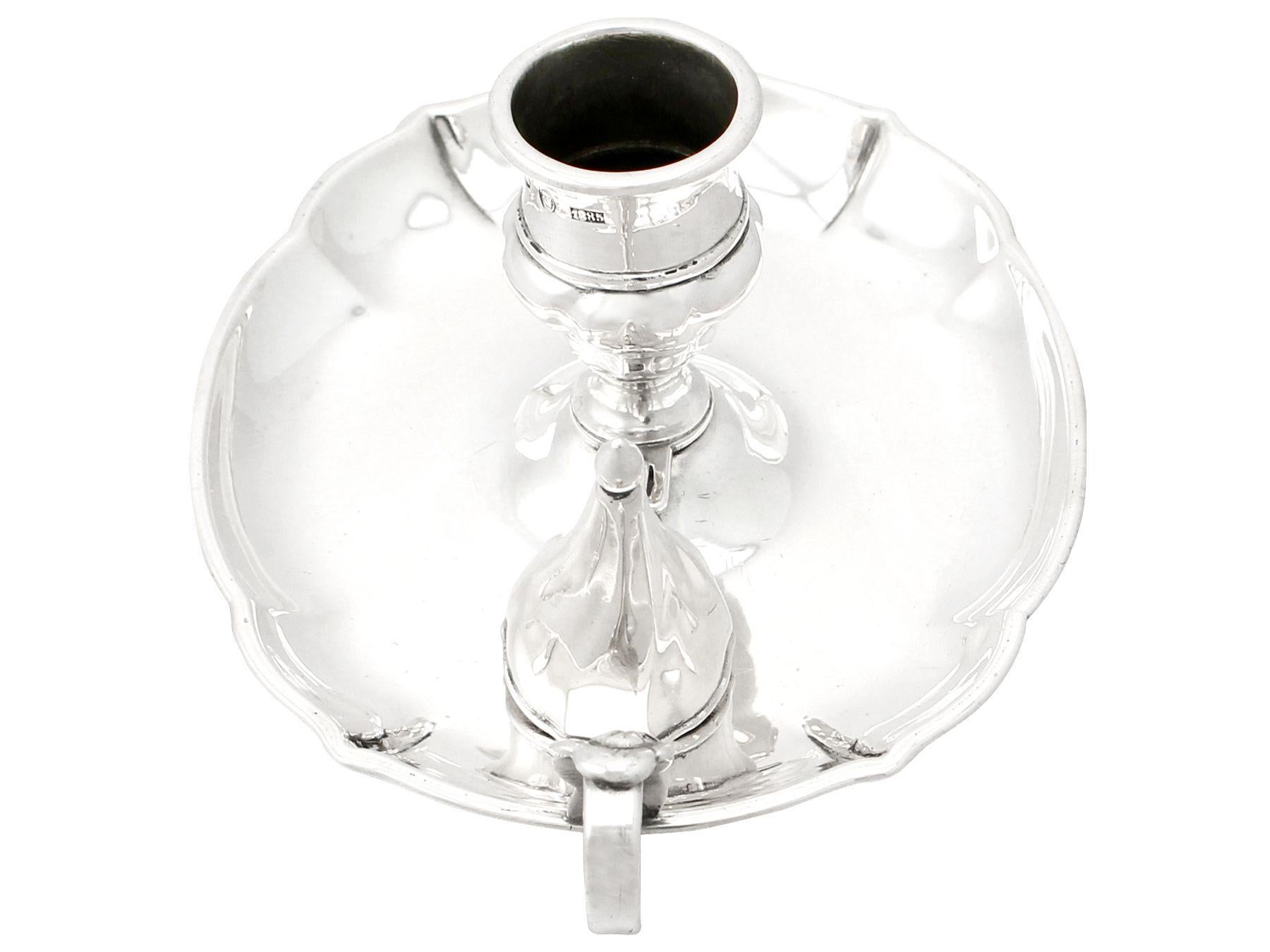 Late 19th Century Antique Danish Silver Chamber Candlestick For Sale