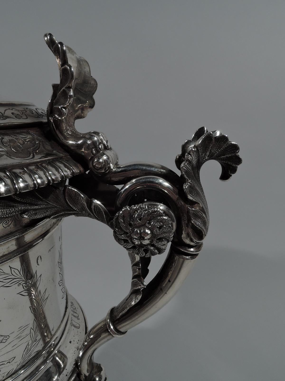 Antique Danish Silver Horse Race Tankard with Royal Presentation In Excellent Condition In New York, NY