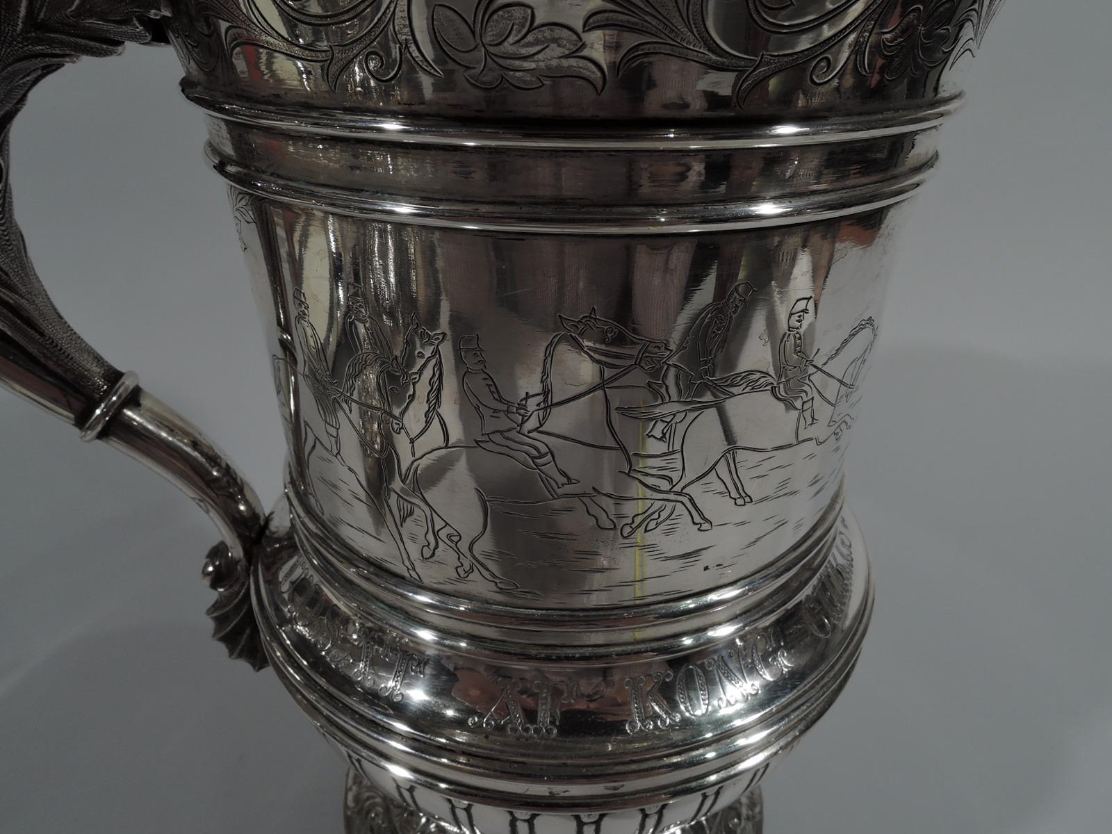 Antique Danish Silver Horse Race Tankard with Royal Presentation 1