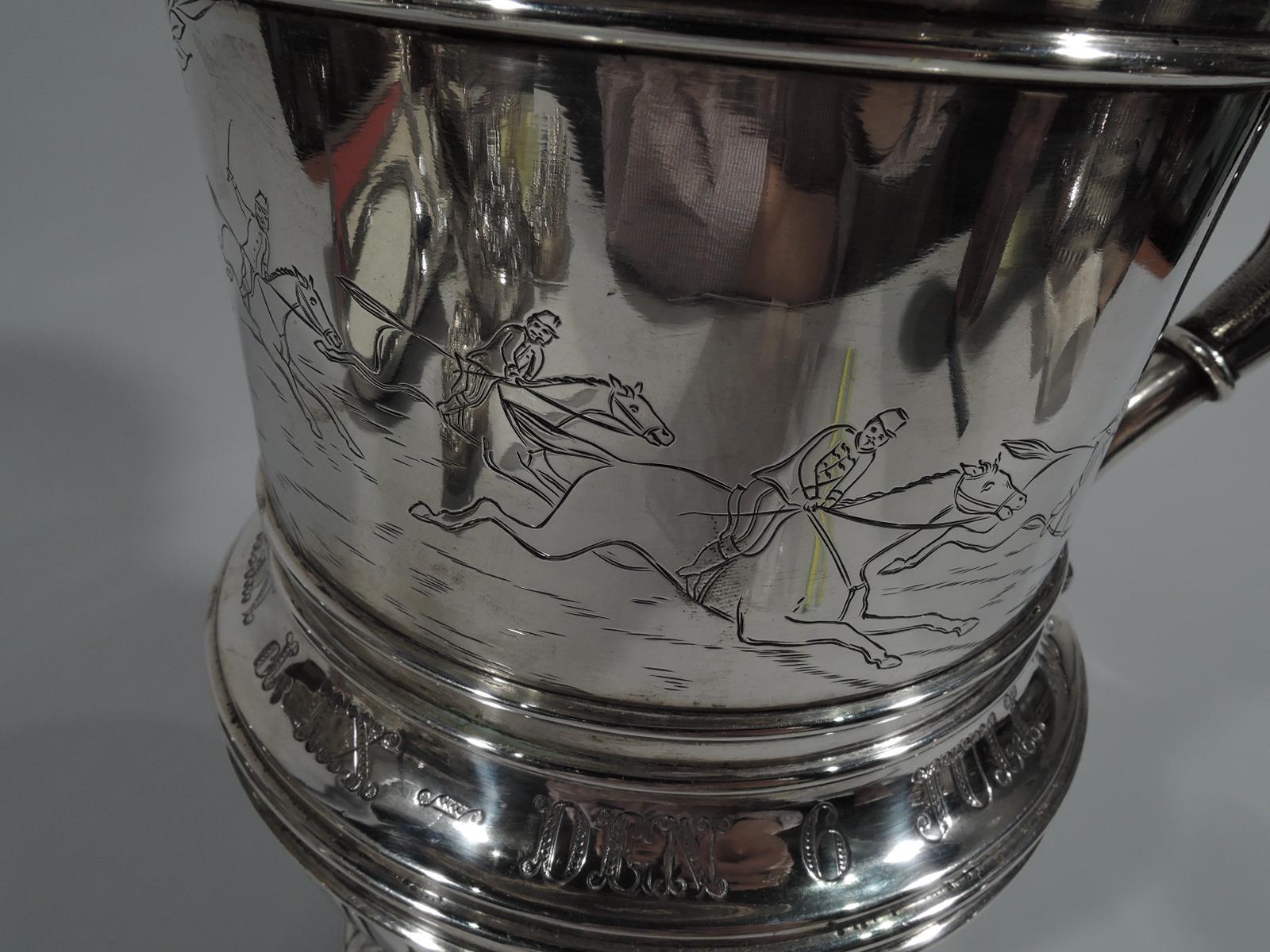 Antique Danish Silver Horse Race Tankard with Royal Presentation 2