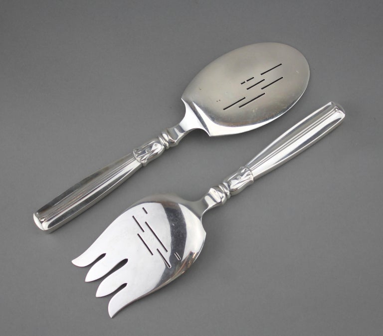 Antique Danish Silver Pair of Salad Servers, circa 1900 For Sale at 1stdibs