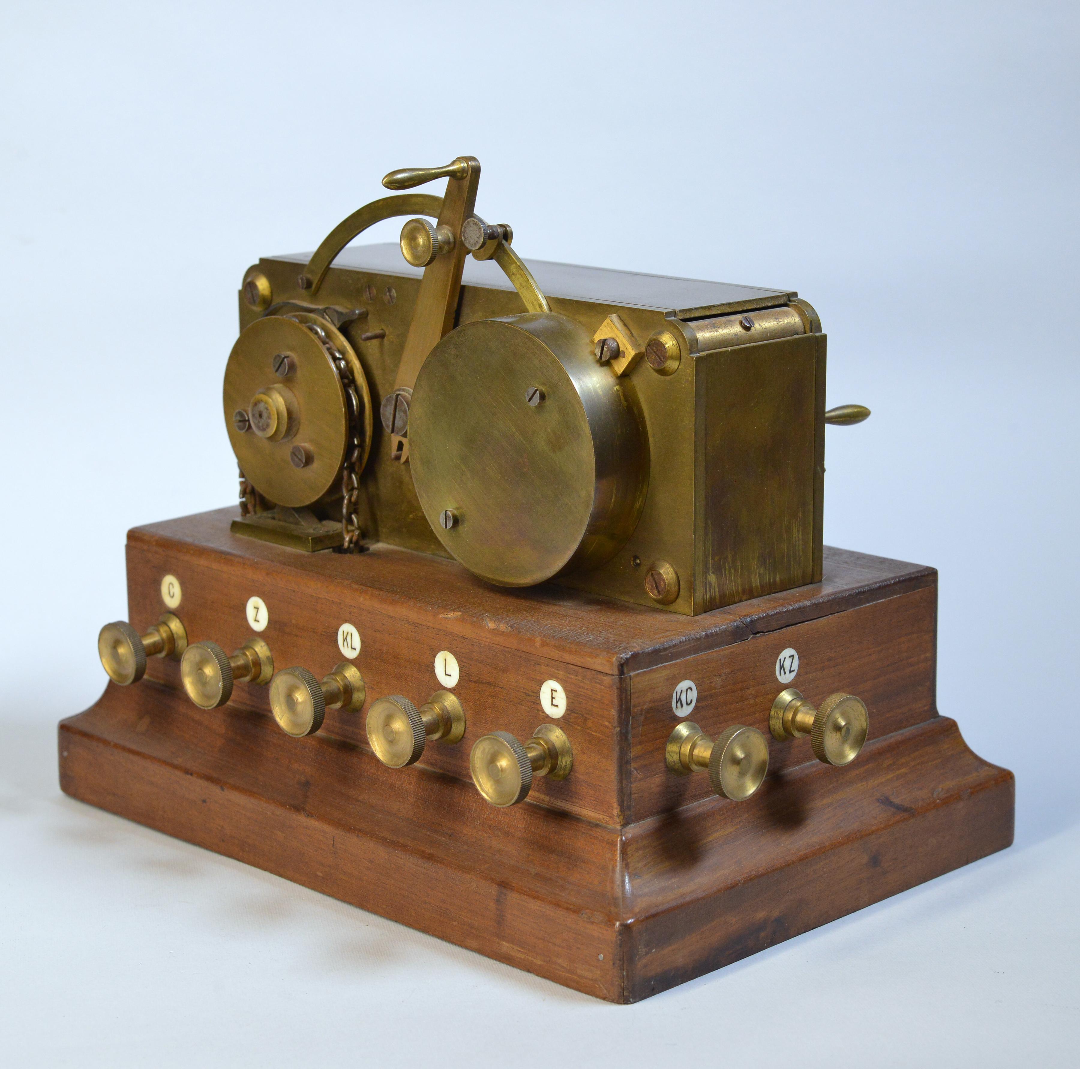 19th Century Antique Danish SNTS Morse Telegraph Register Wheatstone transmitter For Sale