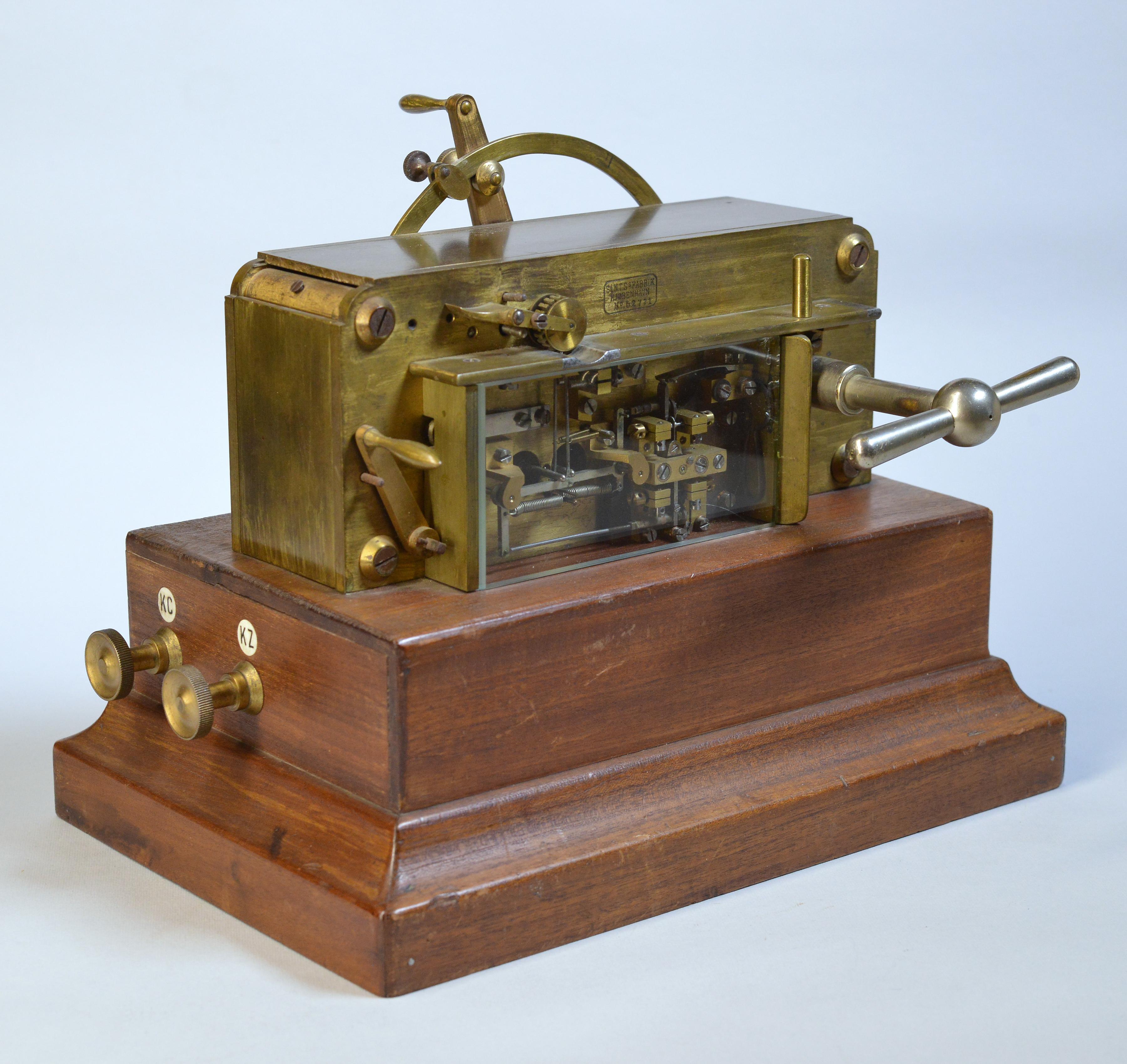 Brass Antique Danish SNTS Morse Telegraph Register Wheatstone transmitter For Sale