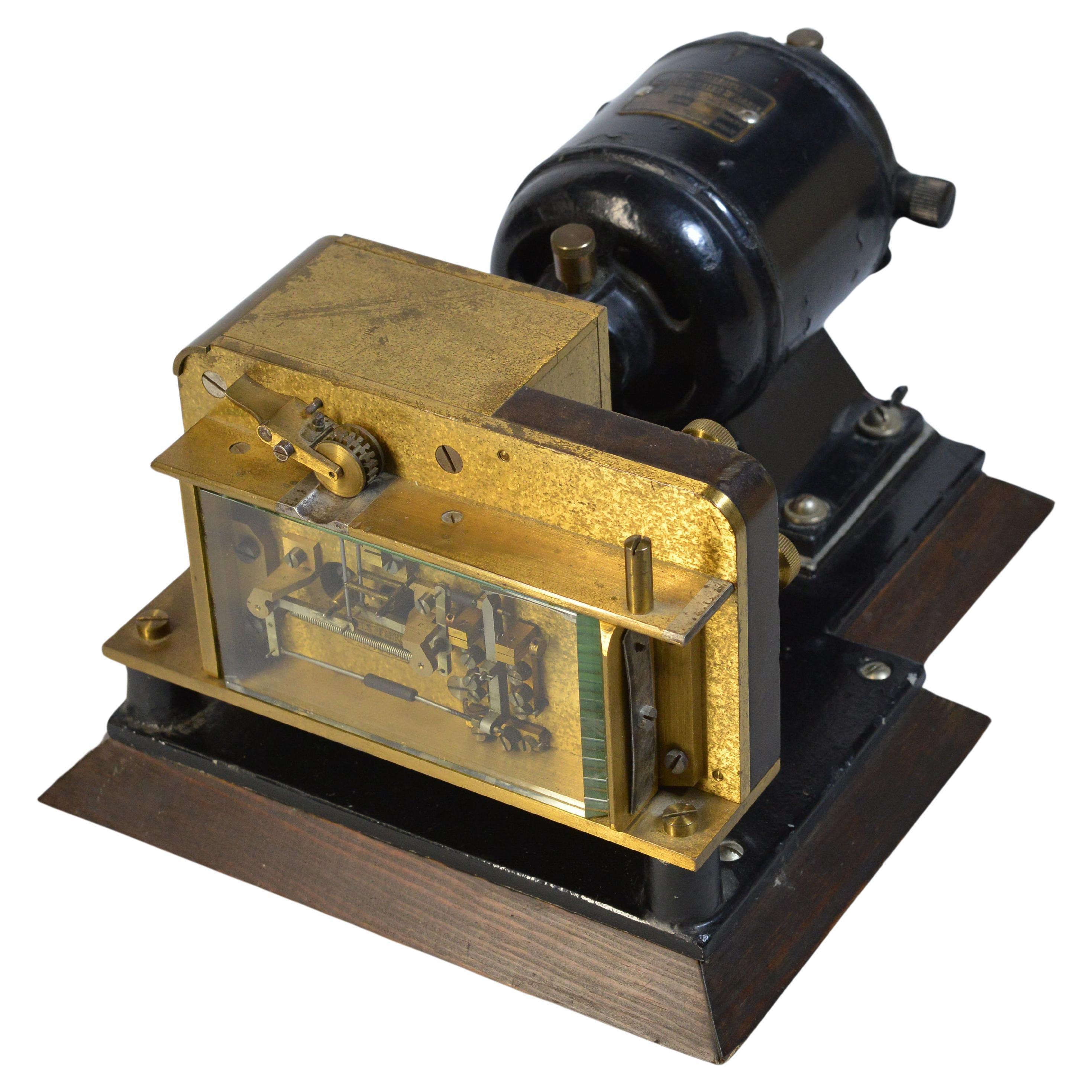 Antique Danish SNTS Morse Telegraph Register Wheatstone transmitter w motor For Sale