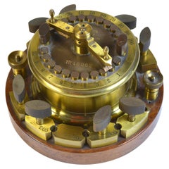 Antike dänische SNTS Morse Telegraph Runde Relay aus Messing und Mahagoni