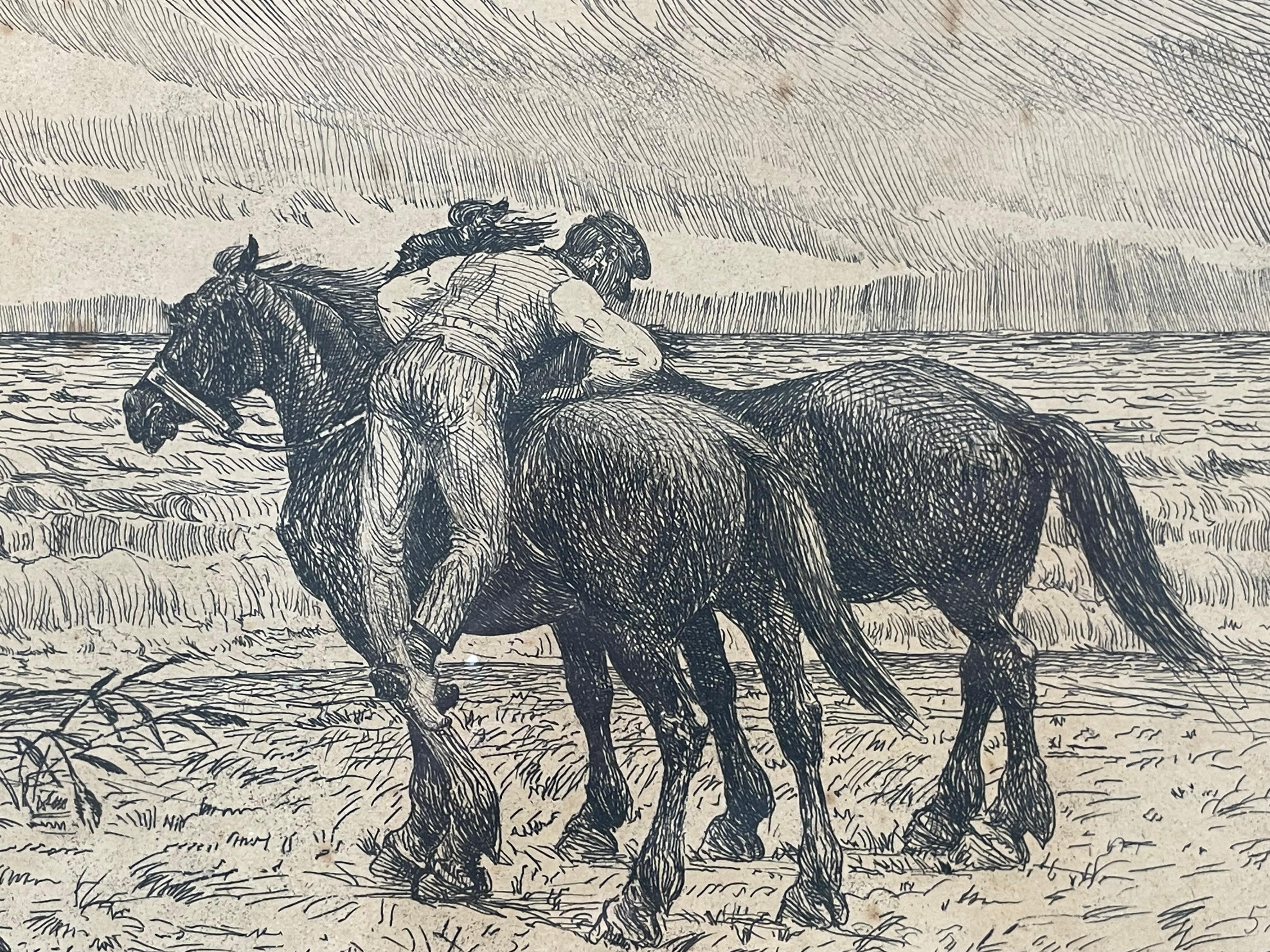 Antique Danish Søren Lund (1852-1933) etchings with St. St. Blicher qoutes For Sale 9