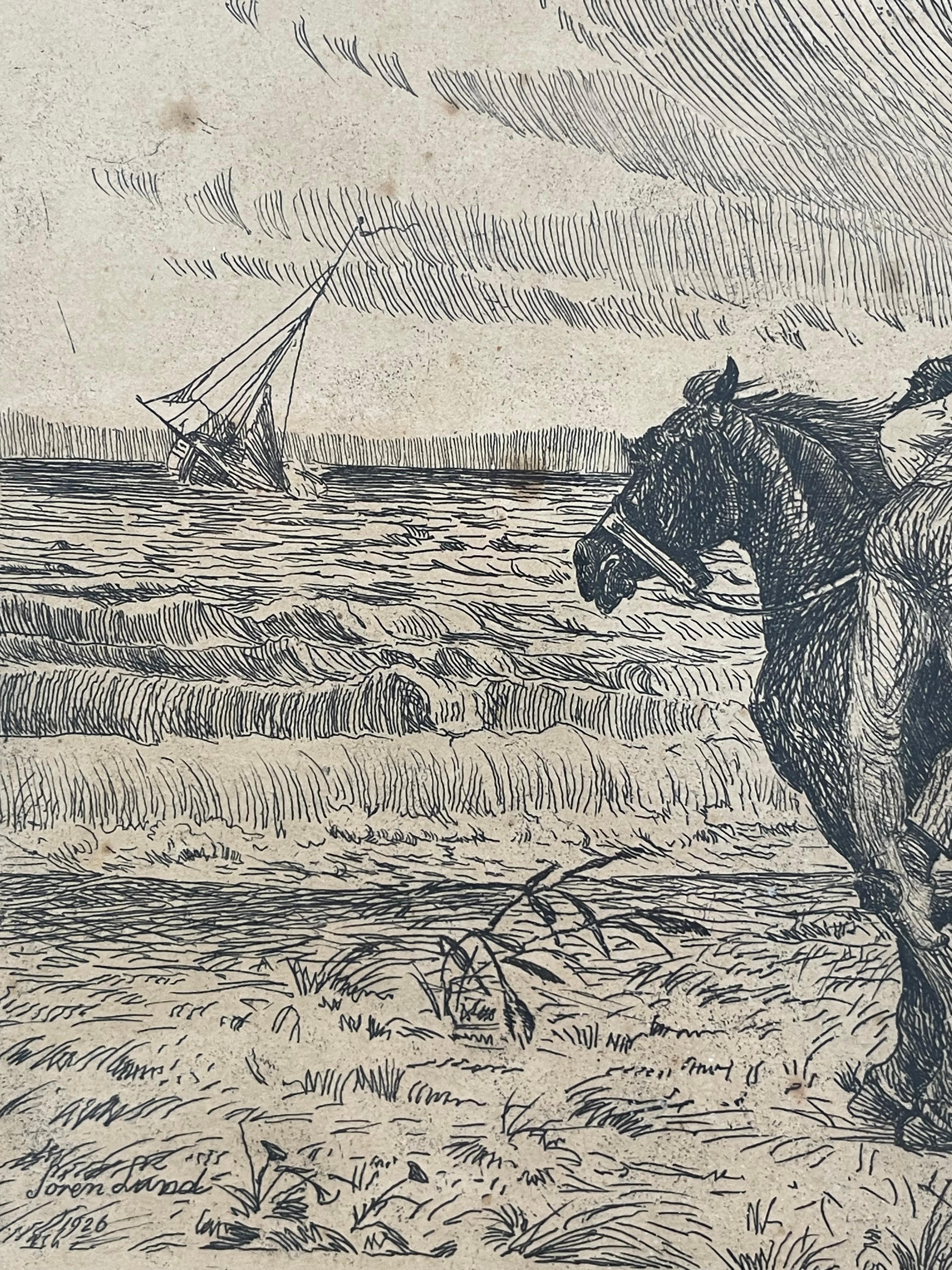 Antique Danish Søren Lund (1852-1933) etchings with St. St. Blicher qoutes For Sale 10