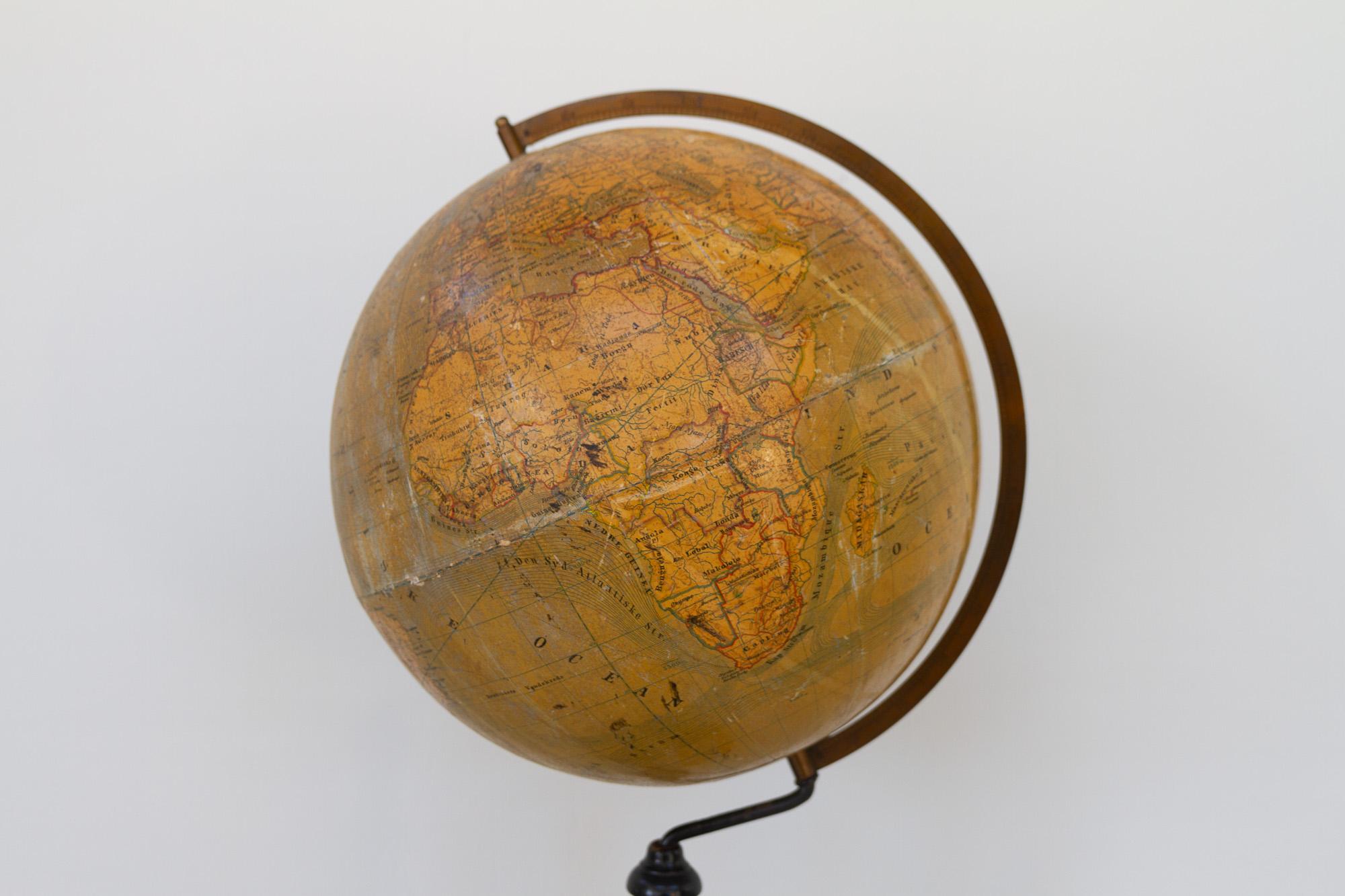 Antique Danish Terrestrial Globe, 1900s For Sale 12