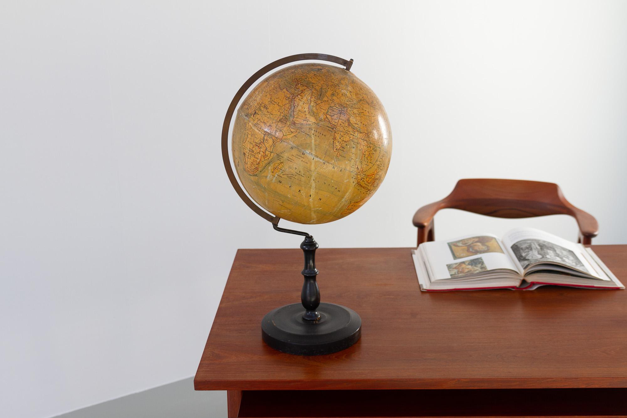 Art Nouveau Antique Danish Terrestrial Globe, 1900s For Sale