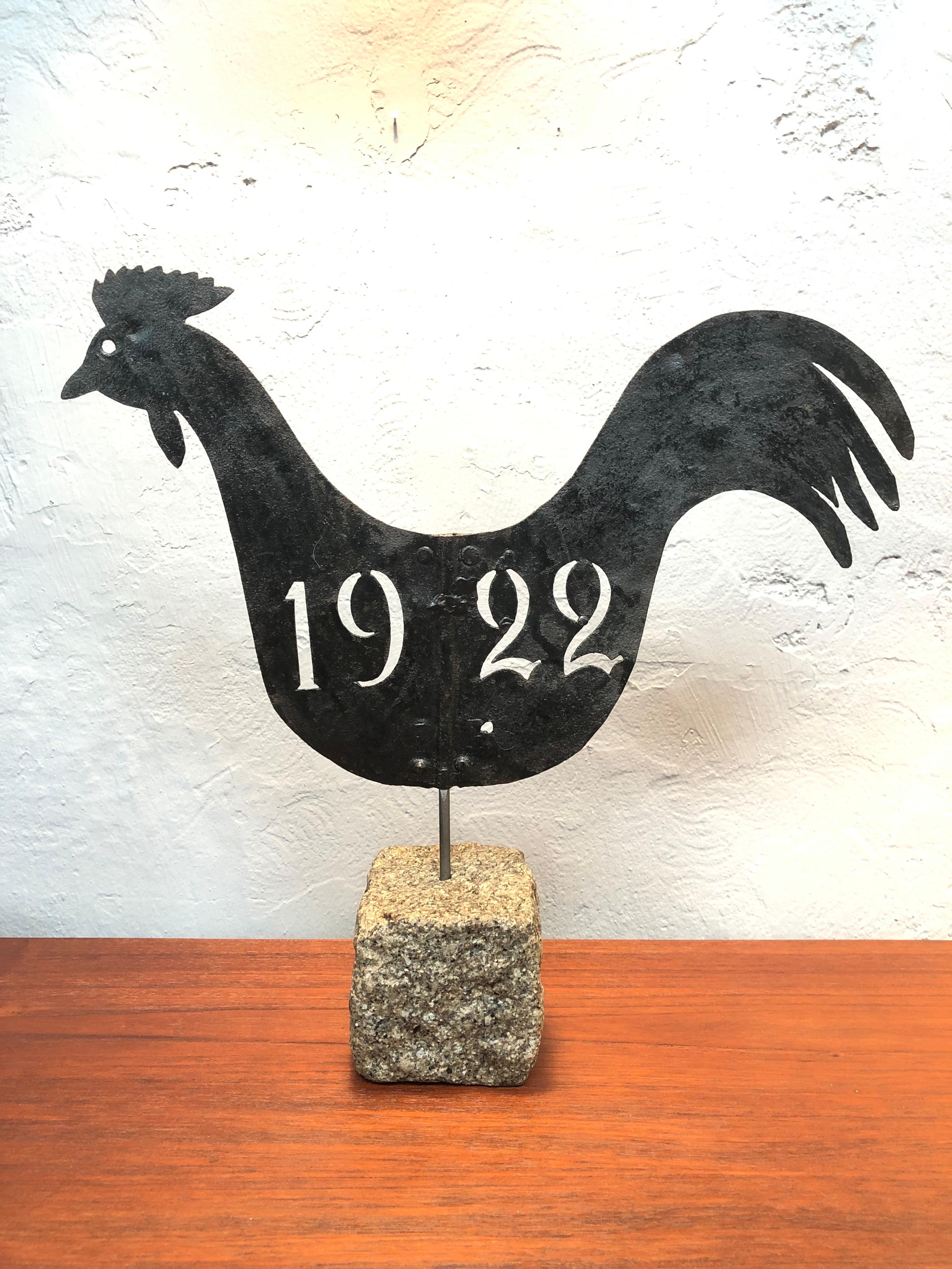 Antique Danish Weather Vane in the Form of a Cockerel In Good Condition For Sale In Søborg, DK
