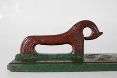 Antique Danish Wooden Mangle Board Wedding Love Gift with Horse Dated 1768