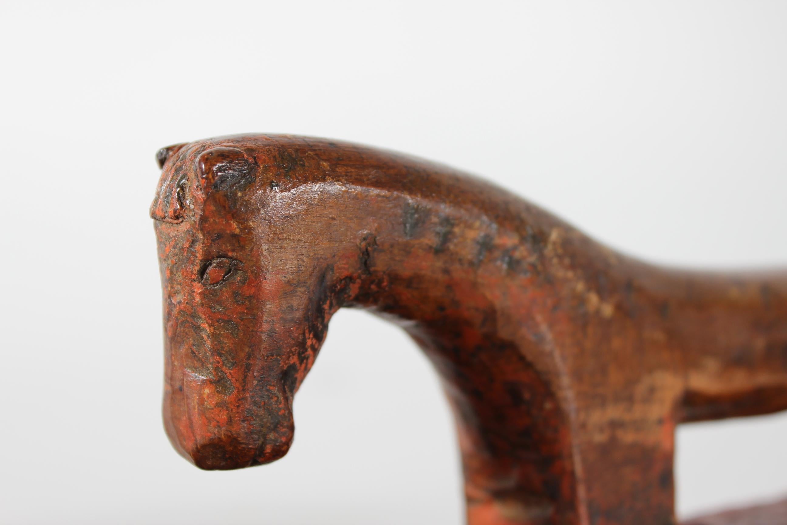 Antique Danish Wooden Mangle Board Wedding Love Gift with Horse Dated 1791 5
