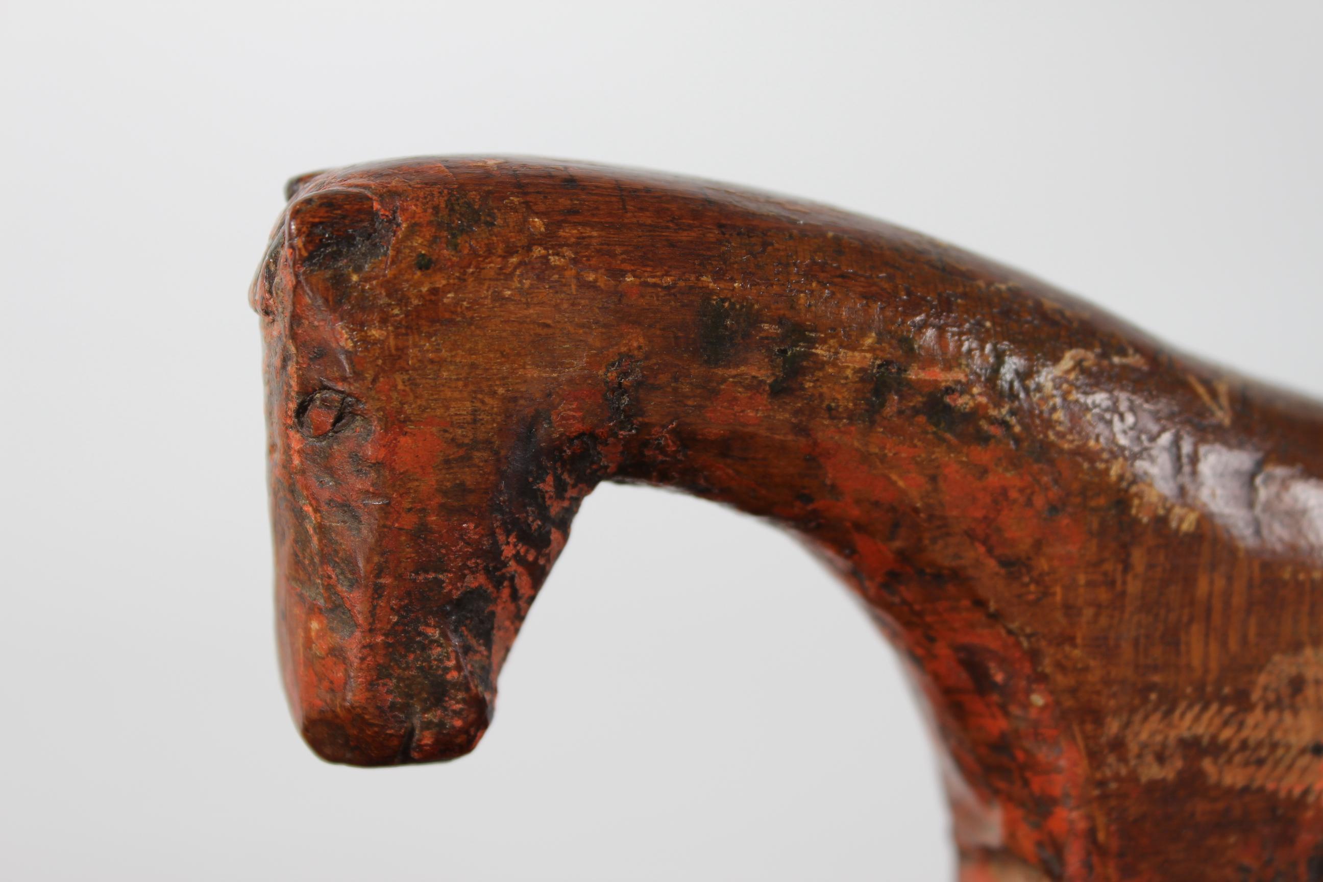 Antique Danish Wooden Mangle Board Wedding Love Gift with Horse Dated 1791 In Fair Condition In Silkeborg, Silkeborg