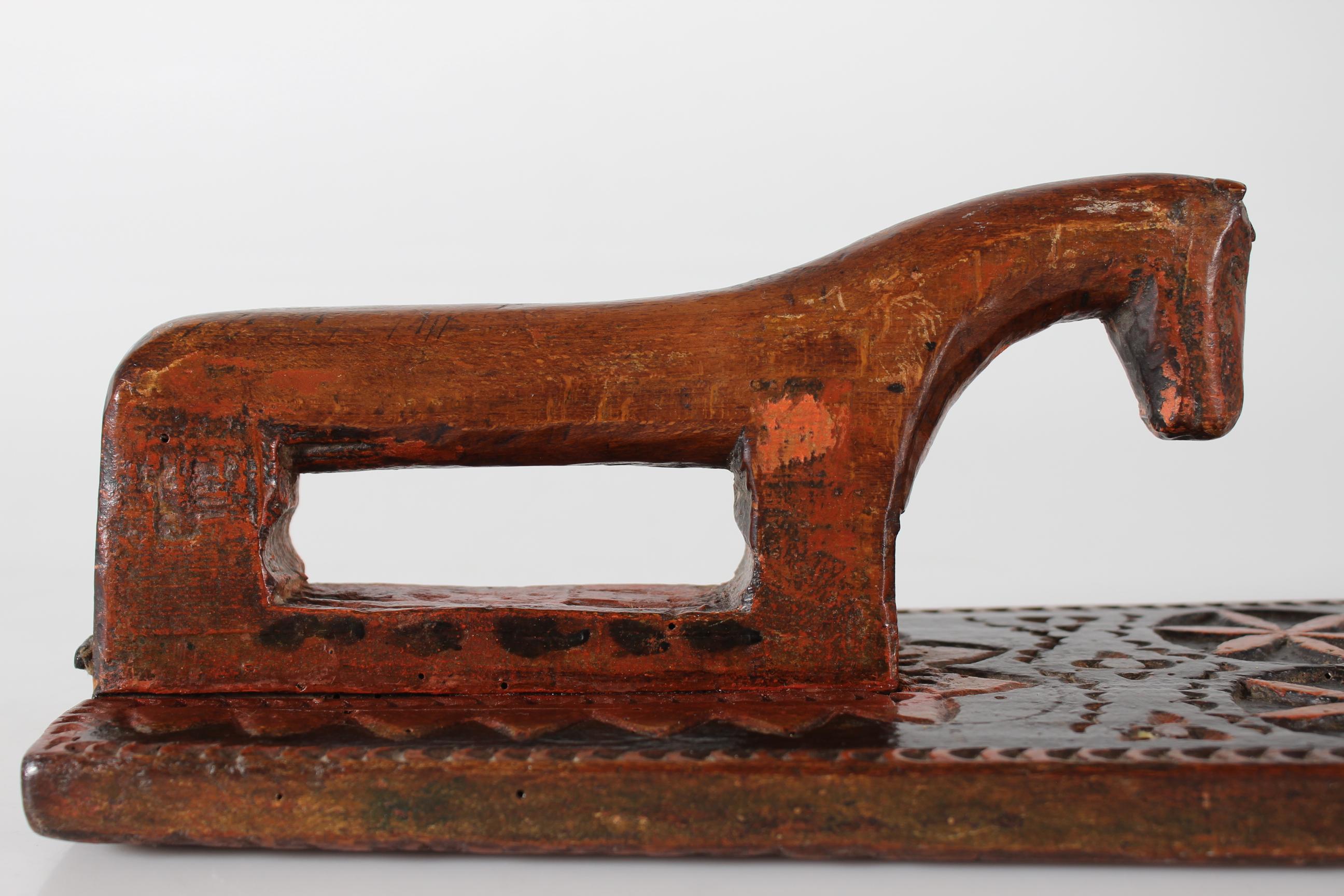 Late 18th Century Antique Danish Wooden Mangle Board Wedding Love Gift with Horse Dated 1791