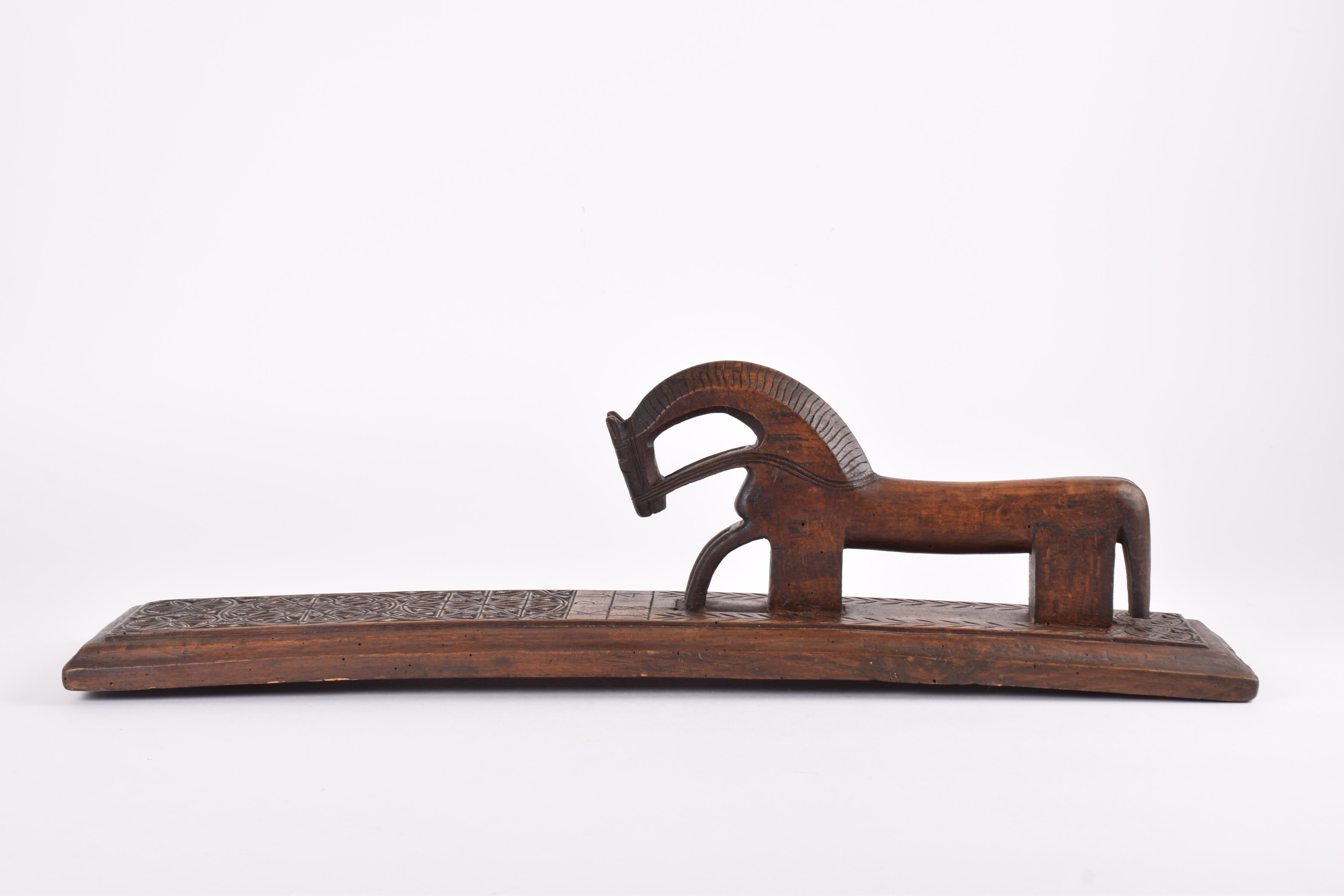 Antique Danish Wooden Mangle Board Wedding Love Gift with Horse Dated 1814 For Sale 11