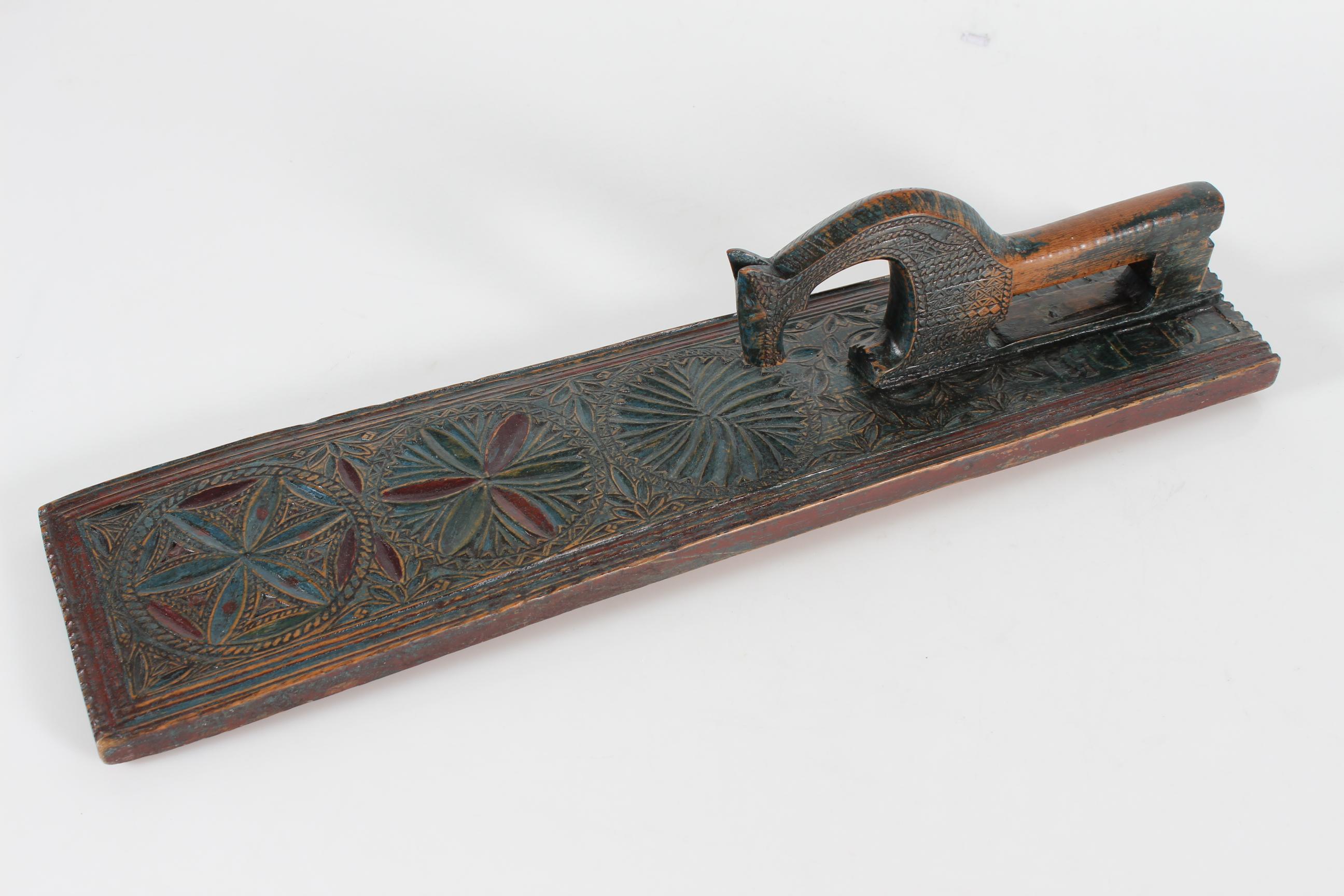 Antique Danish Wooden Mangle Board Wedding Love Gift with Horse Dated 1815 2