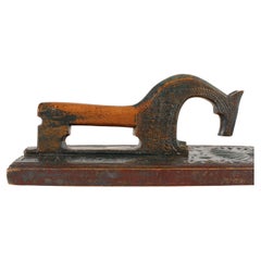 Antique Danish Wooden Mangle Board Wedding Love Gift with Horse Dated 1815