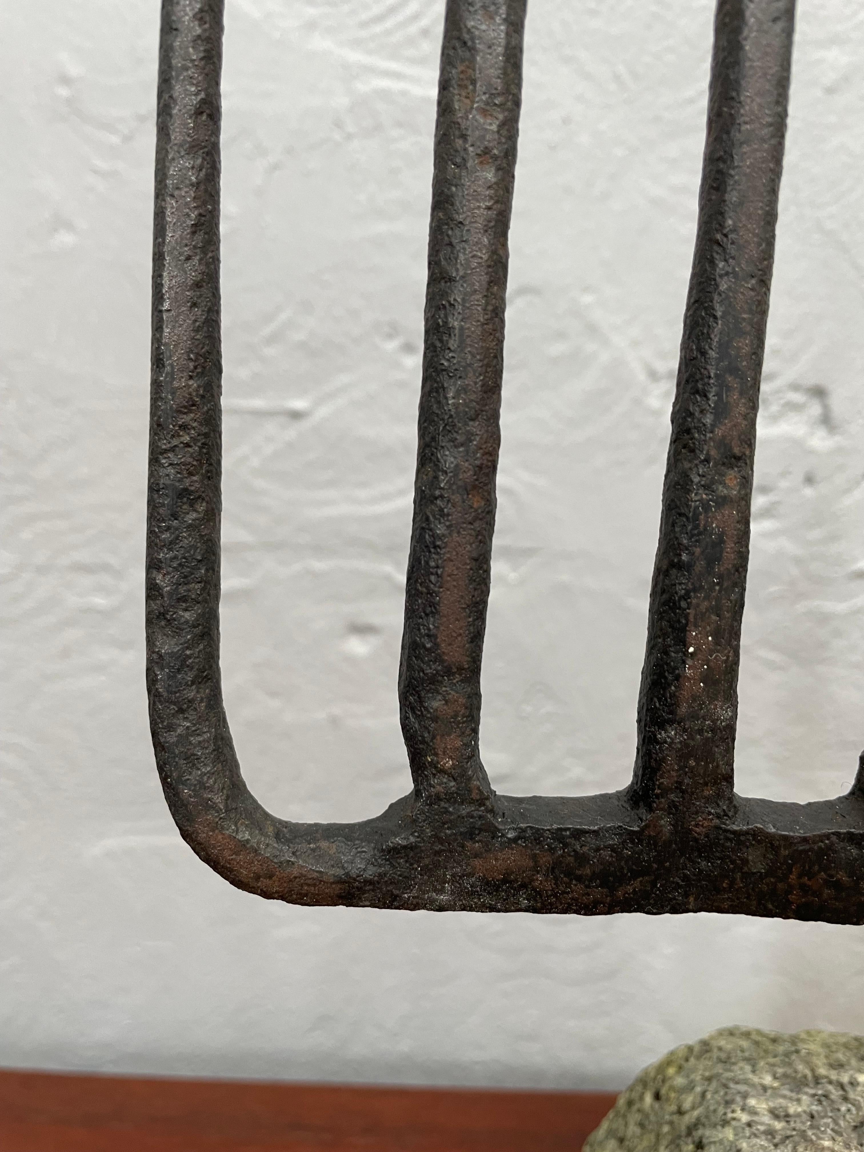 Tenedor de Pescado Danés Antiguo Montado en Hierro Forjado en venta 2
