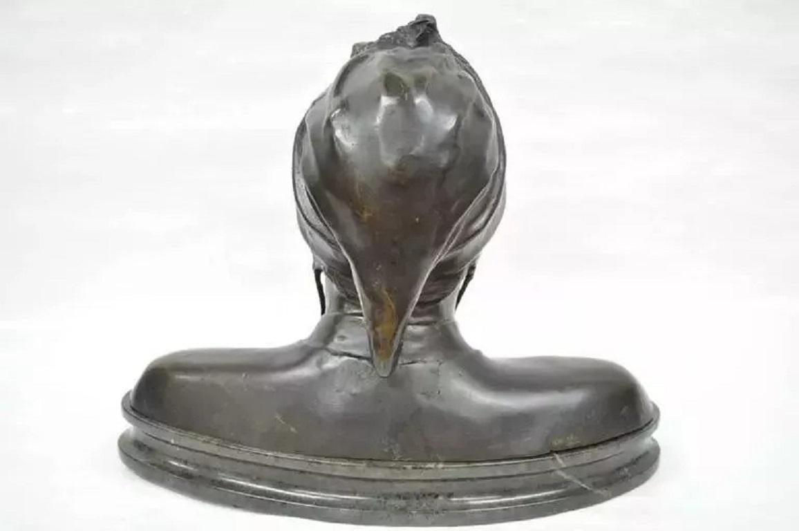 20ième siècle Ancienne sculpture de buste en bronze de Dante Alighieri Grand Tour sur socle en marbre en vente
