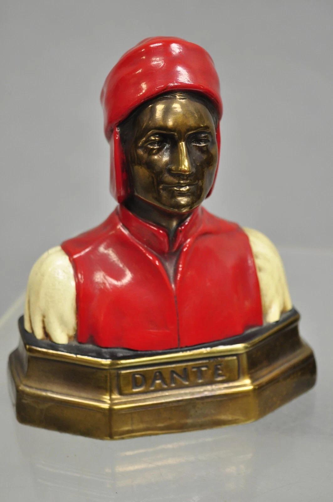 Antiguos Sujetalibros Dante y Beatriz con busto de bronce pintado - Pareja en Bueno estado para la venta en Philadelphia, PA