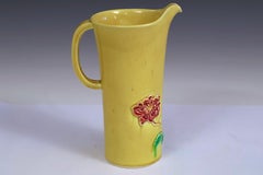 Antique Danto Awaji Pottery Arts & Crafts Sprigged Chrysanthemum Pitcher Signed
