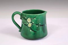 Antique Danto Awaji Pottery Arts & Crafts Sprigged Plum Blossom Pitcher Signed
