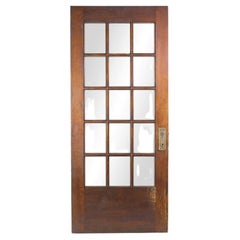 Antique Dark Birch Solid Wood French Door w/ 15 Glass Lite Panes